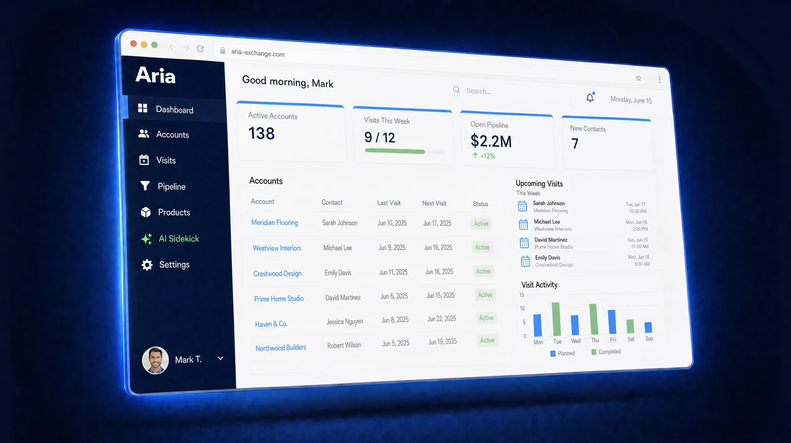 Example Aria dashboard